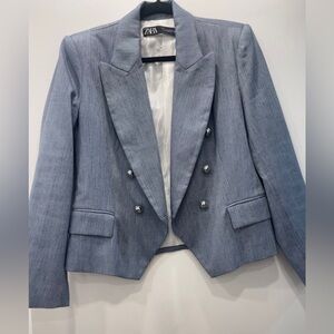 ZARA Stunning Denim Blue Blazer